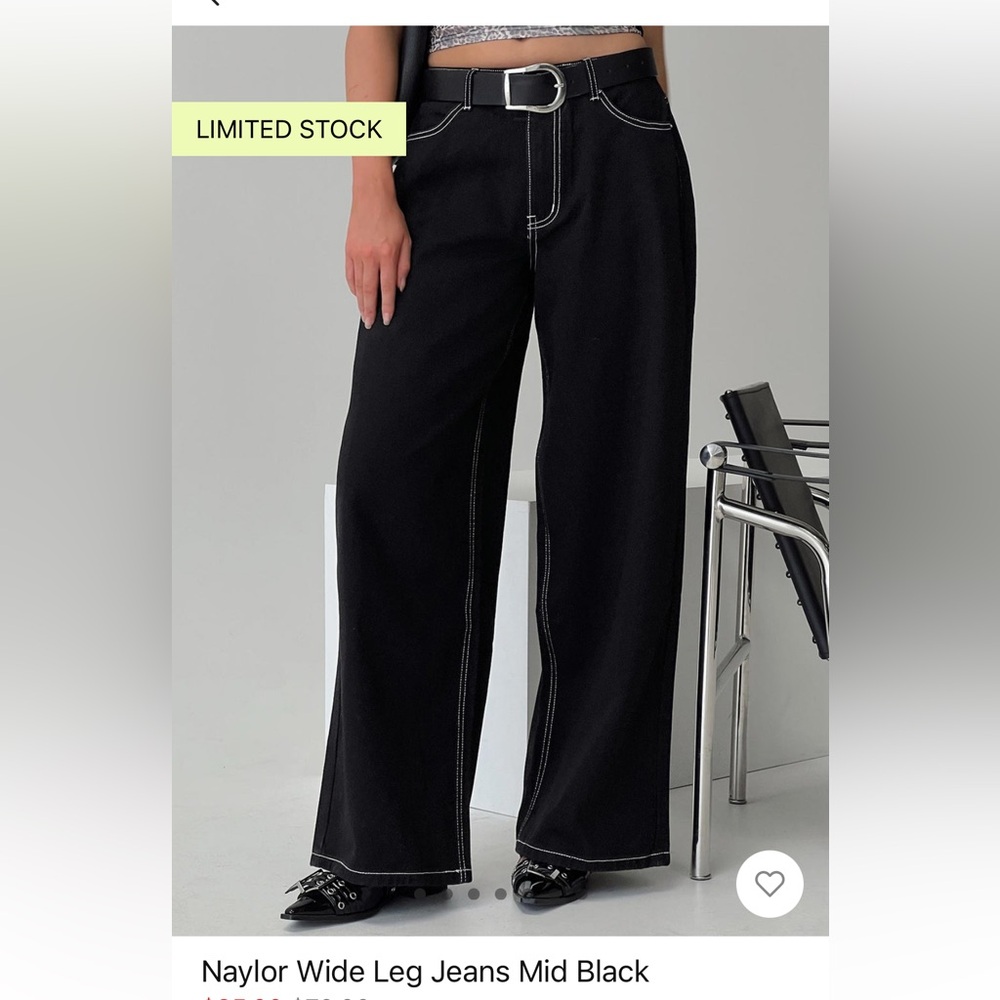 NWT Naylor Wide Leg Jeans Mid Black